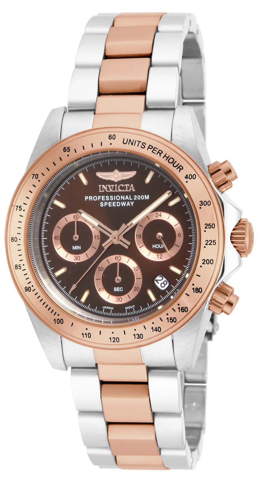 Invicta Men's 39mm Speedway Quartz Chronograph Two-Tone Rose & Silver Bracelet Watch - Image 9