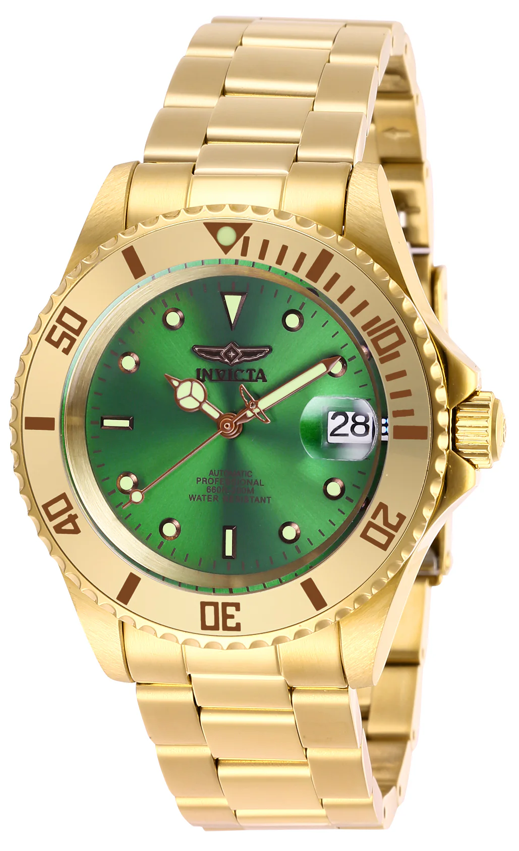 Invicta Men's 40mm Pro Diver Automatic Date Contrasting Dial Goldtone Bracelet Watch - Image 3