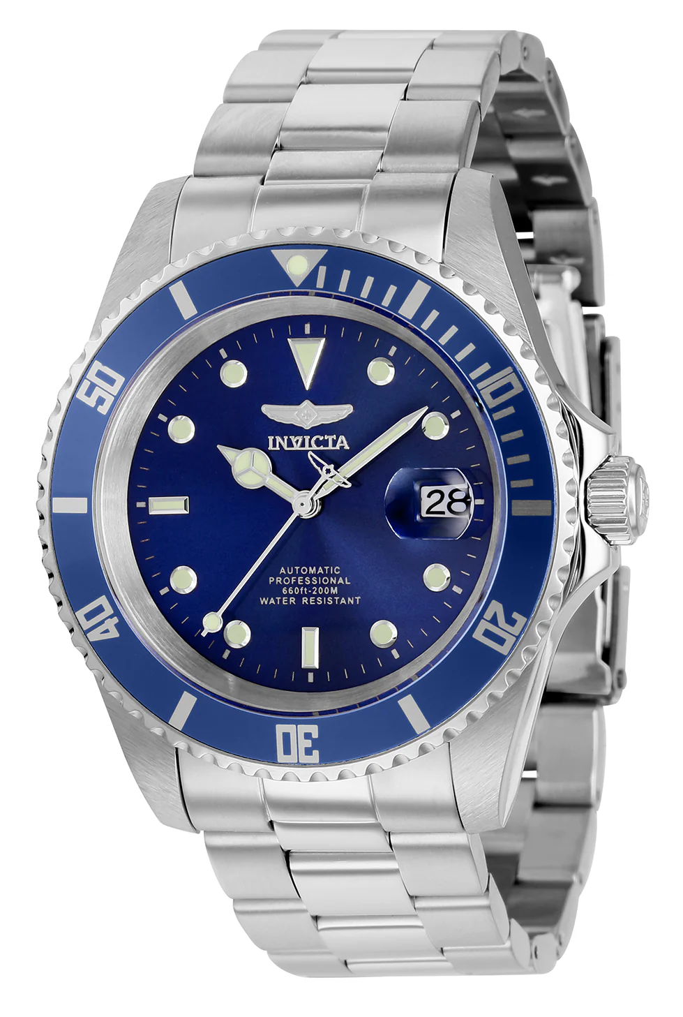 Invicta Men's 43mm Pro Diver Automatic Date Blue Dial & Bezel Bracelet Watch - Image 2