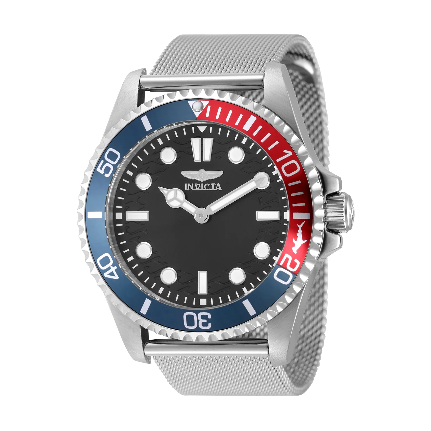 Invicta Men's 43mm Pro Diver Quartz Blue & Red Bezel Mesh Bracelet Watch - Image 2