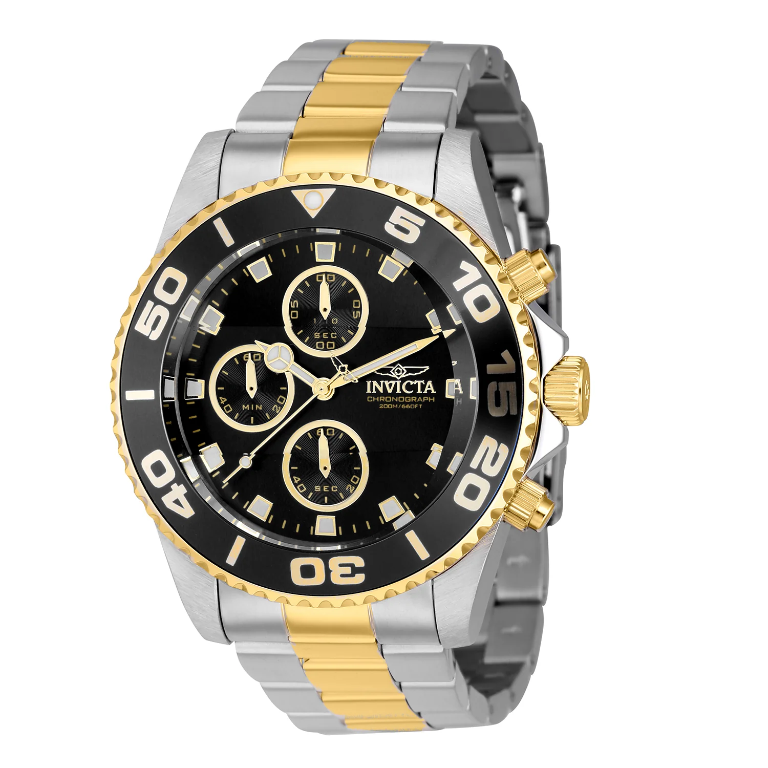 Invicta Men's 43mm Pro Diver Quartz Chrono Coin Edge Bezel Bracelet Watch - Image 2