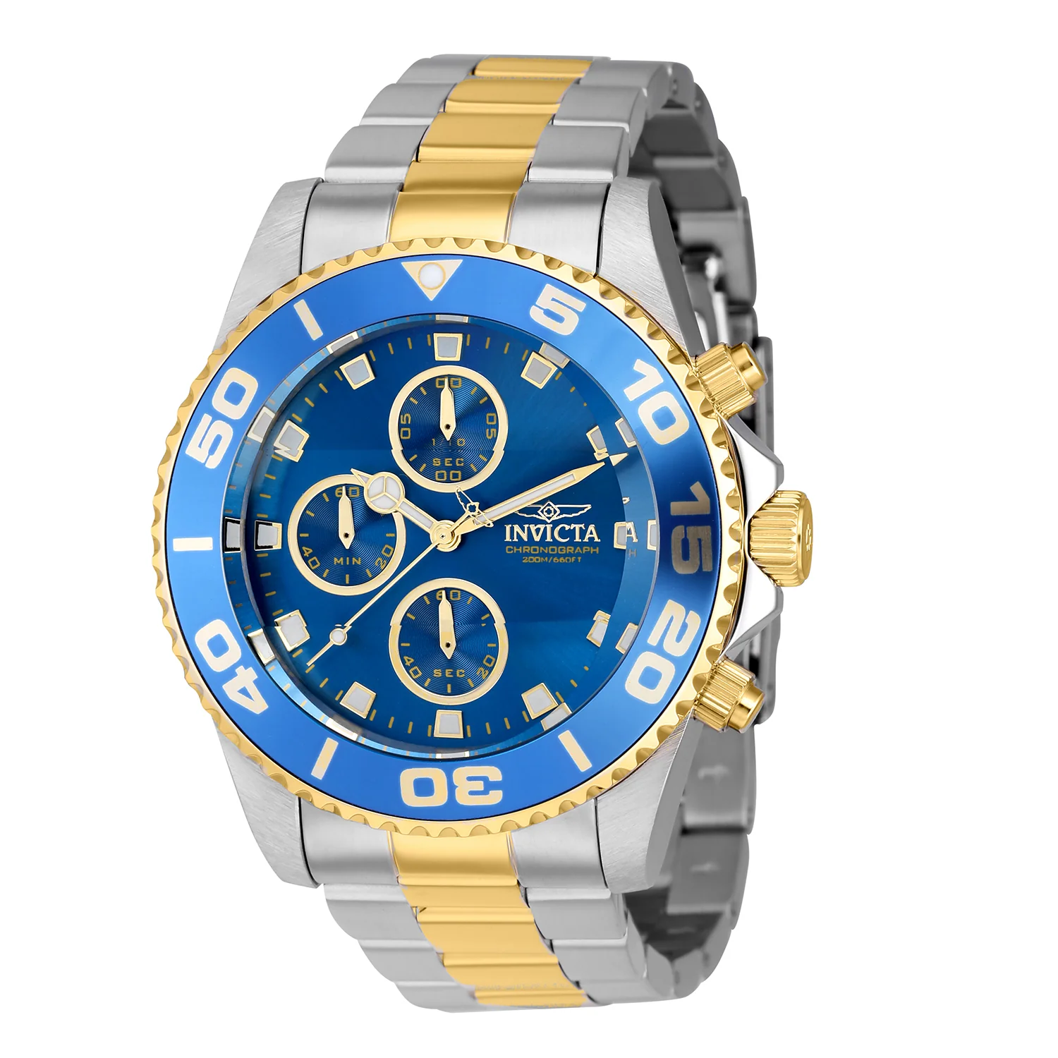 Invicta Men's 43mm Pro Diver Quartz Chrono Coin Edge Bezel Bracelet Watch - Image 3