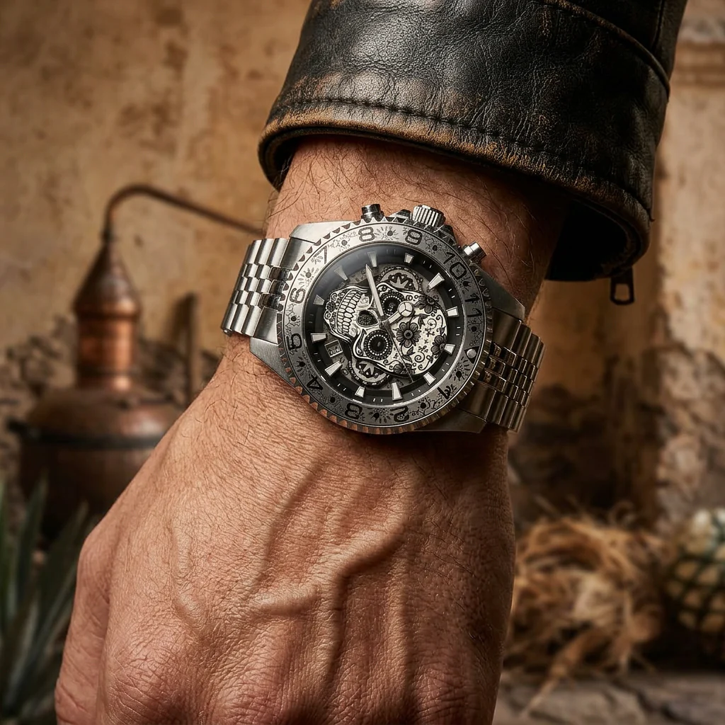 Invicta Men's 43mm Pro Diver Quartz Chrono Dia de los Muertos Skull Bracelet Watch - Image 5