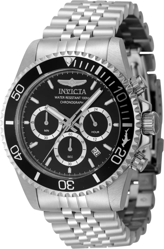 Invicta Men's 43mm Pro Diver Quartz Chronograph Black Dial Bracelet Watch - Image 2