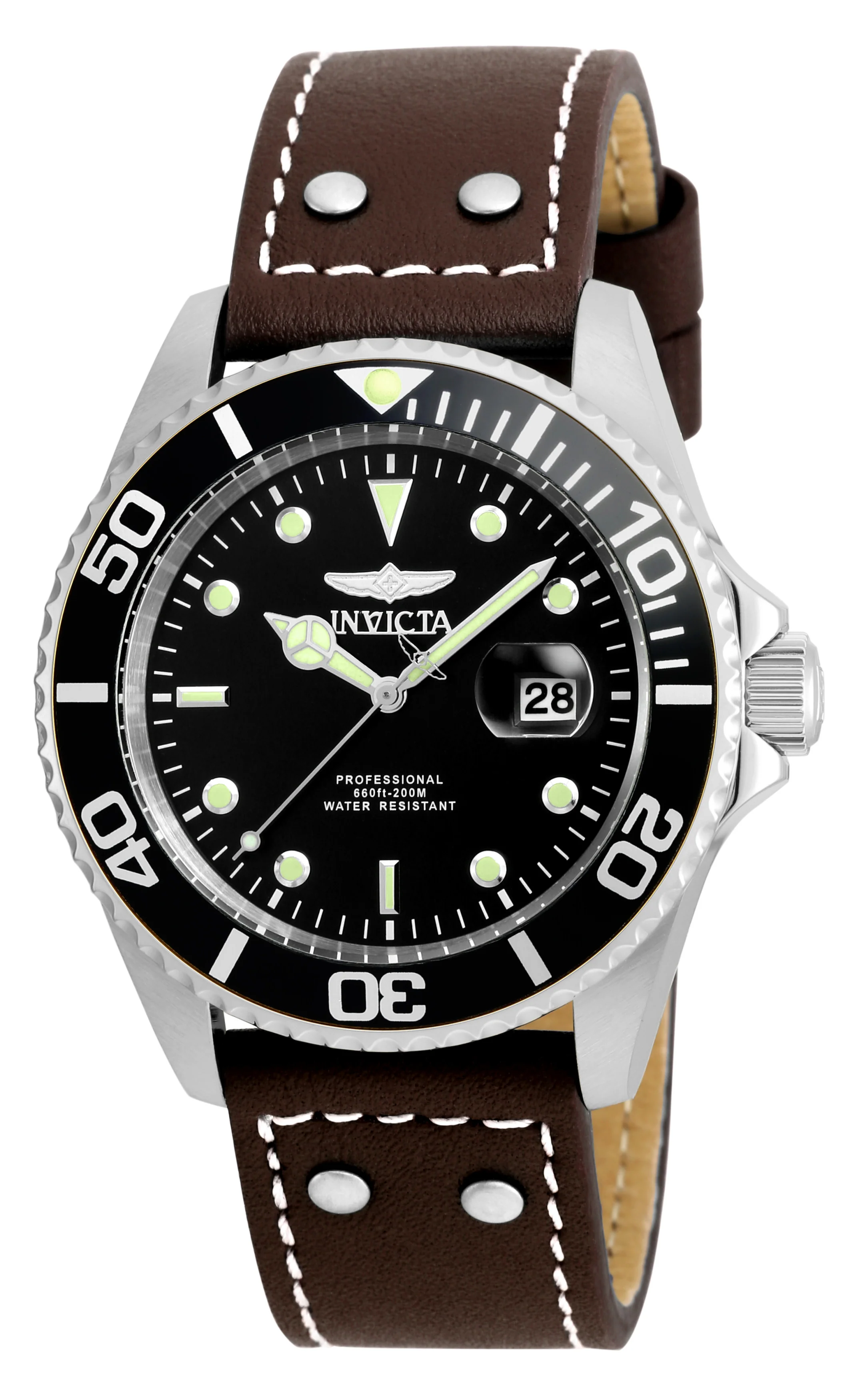 Invicta Men's 43mm Pro Diver Quartz Leather Strap Watch - Image 2