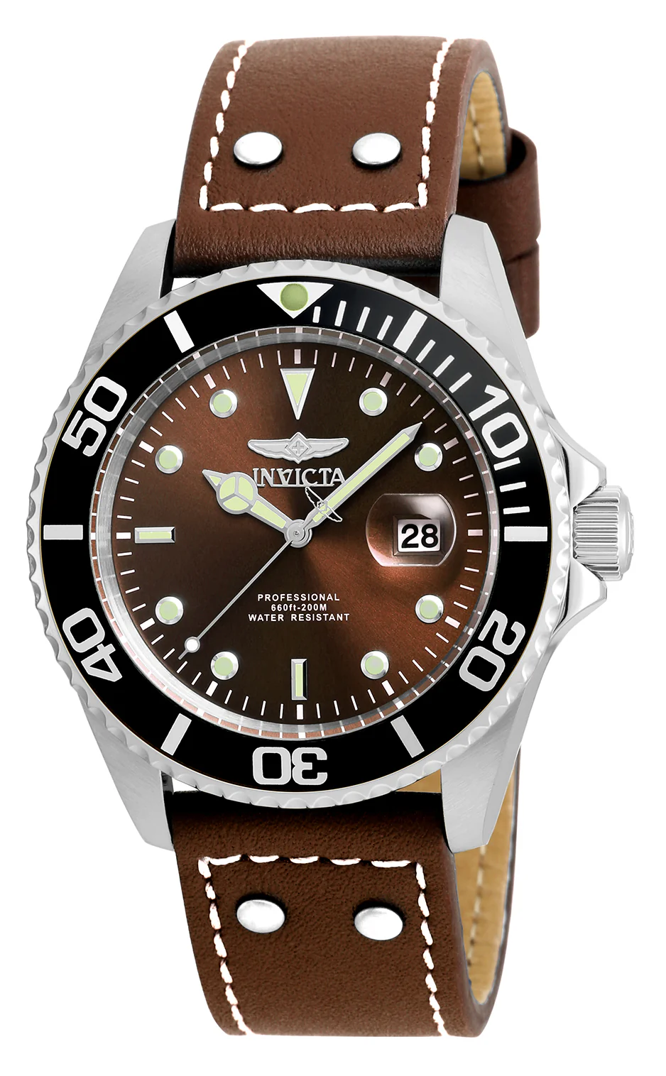 Invicta Men's 43mm Pro Diver Quartz Leather Strap Watch - Image 3