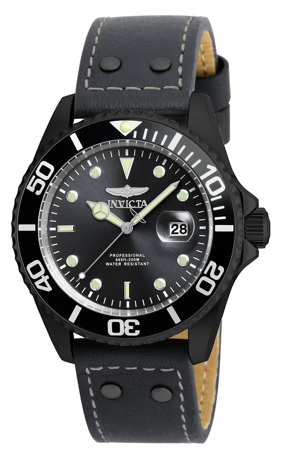 Invicta Men's 43mm Pro Diver Quartz Leather Strap Watch - Image 7