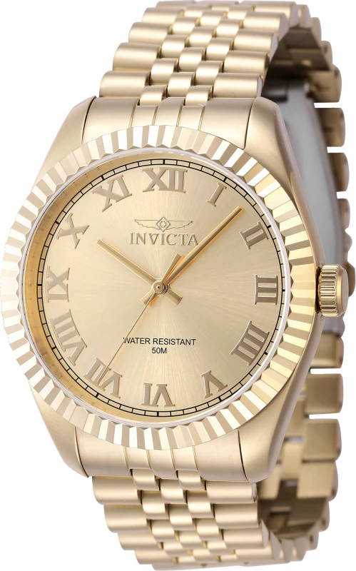 Invicta Men's 43mm Specialty Quartz Fluted Bezel Goldtone Bracelet Watch - Image 3
