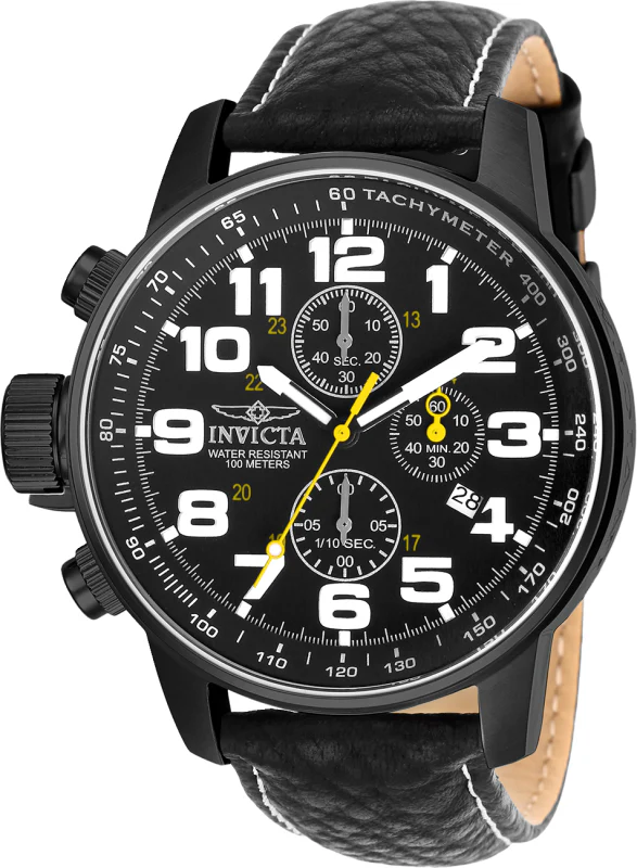 Invicta Men's 46mm I-Force Quartz Chronograph Embossed Leather Strap Watch - Image 3