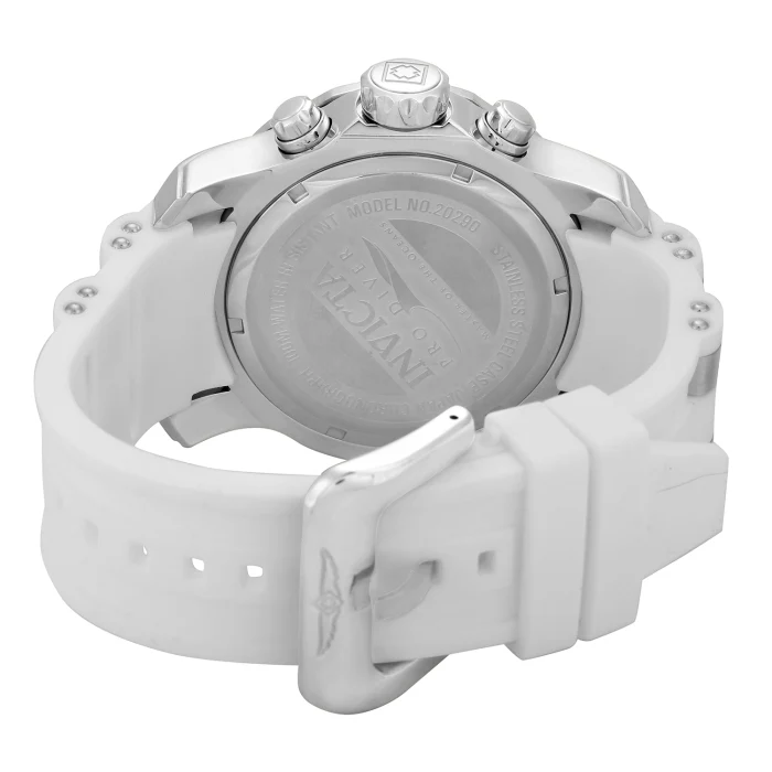 Invicta Men's 48mm Pro Diver Quartz Chronograph White Silicone Strap Watch - Image 3