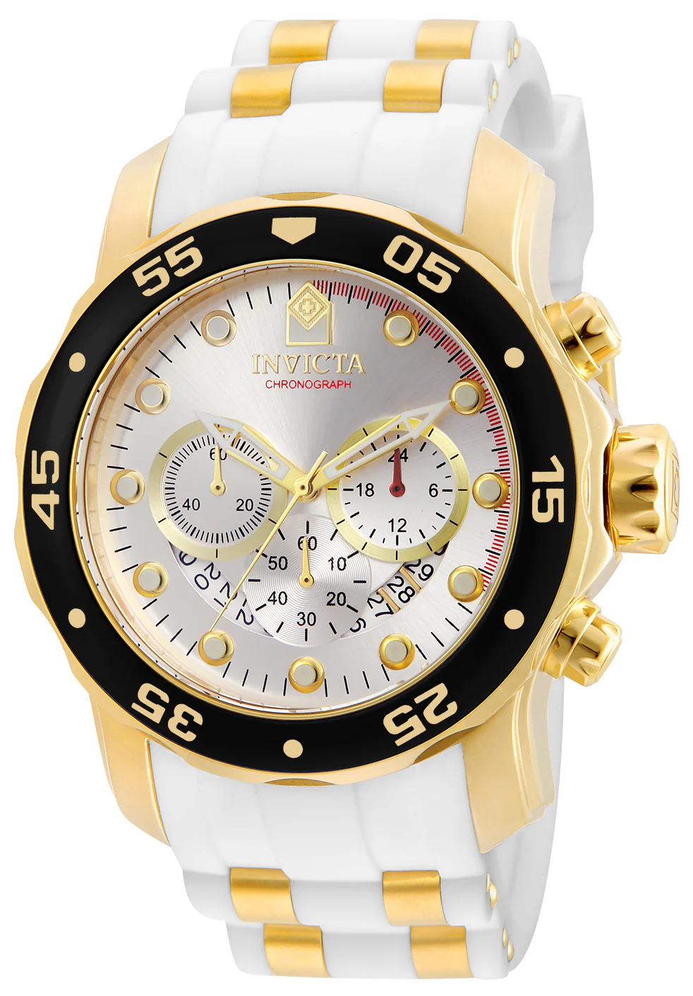 Invicta Men's 48mm Pro Diver Quartz Chronograph White Silicone Strap Watch - Image 4