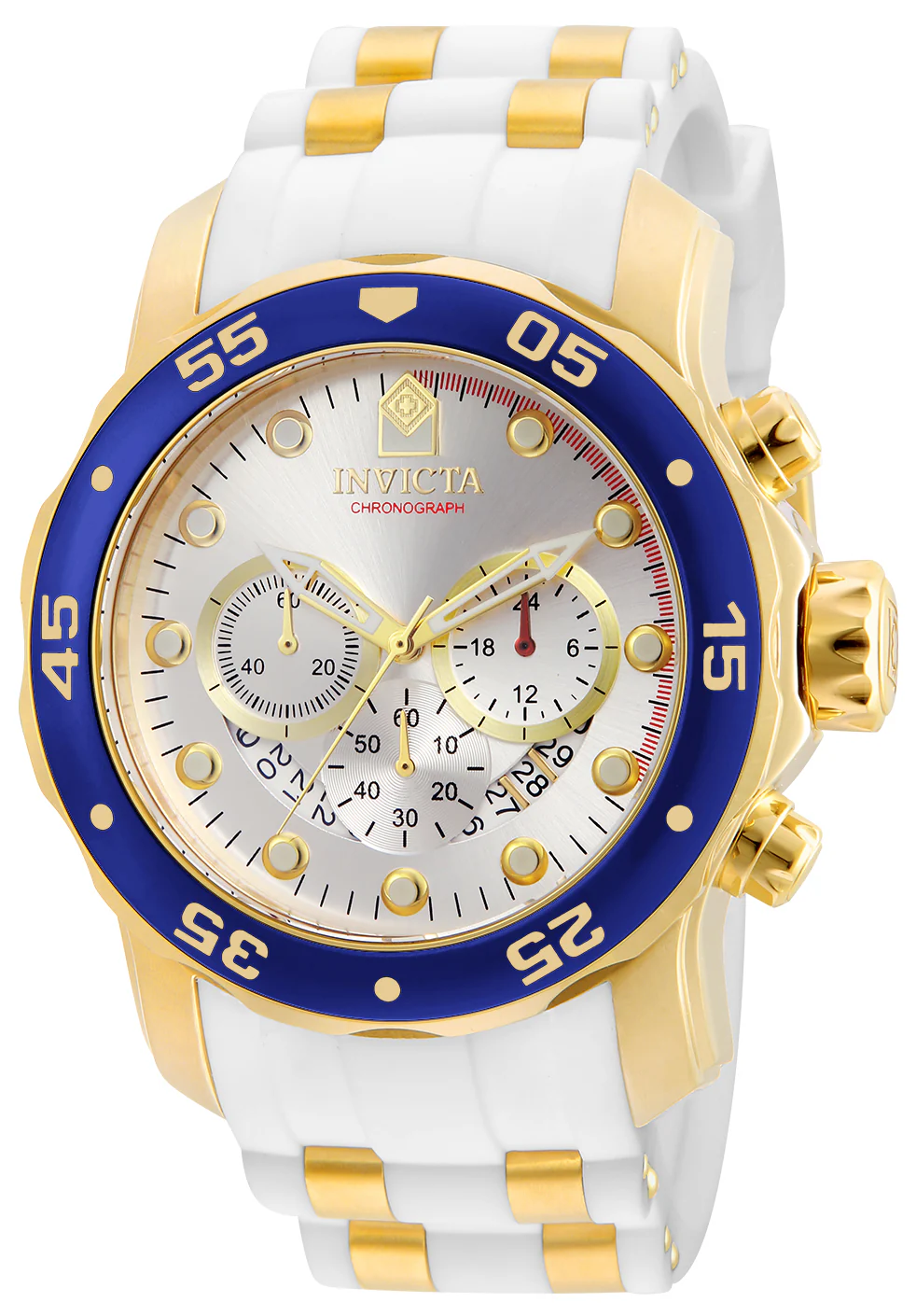 Invicta Men's 48mm Pro Diver Quartz Chronograph White Silicone Strap Watch - Image 5