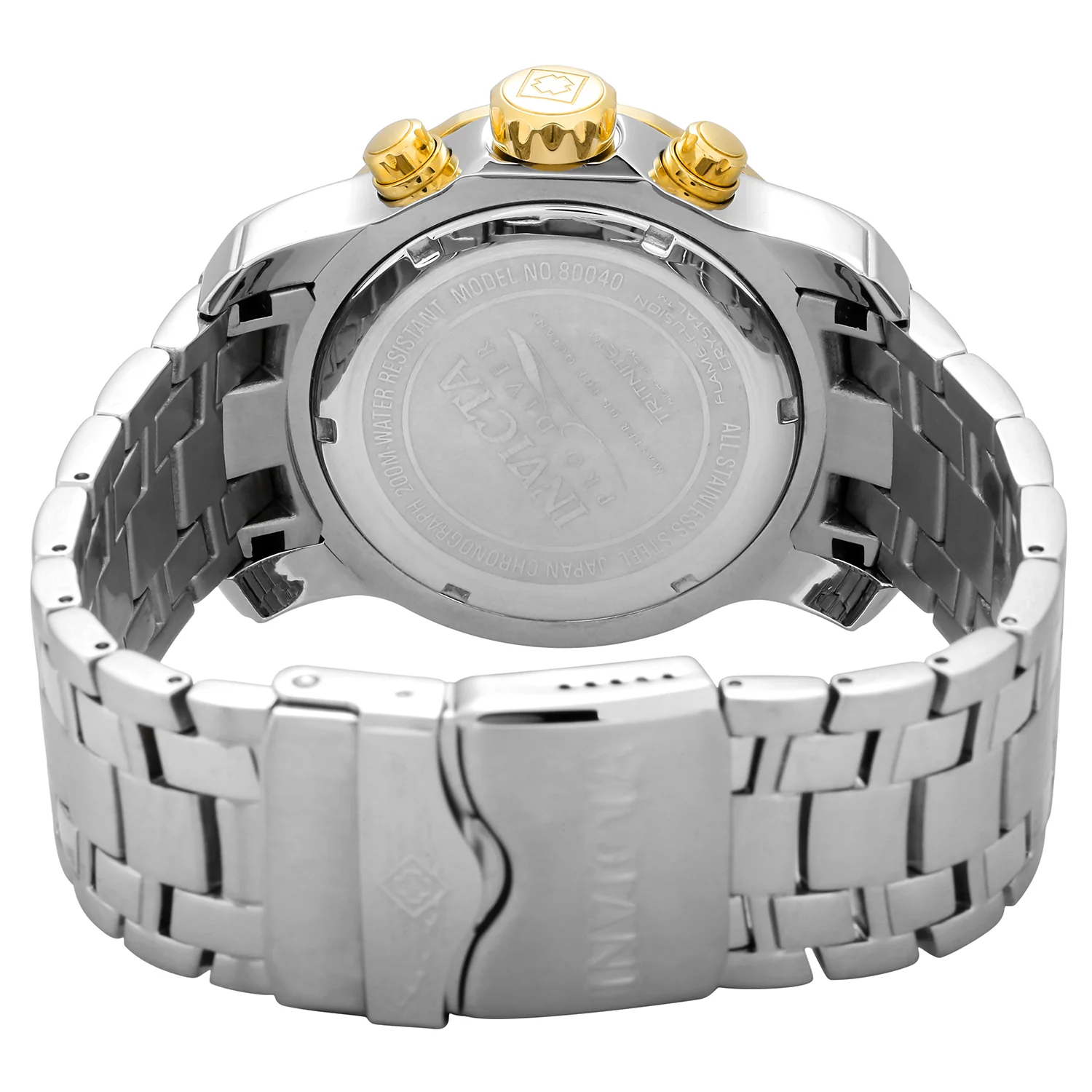 Invicta Men's 48mm Pro Diver Scuba Quartz Chrono Silvertone Black Bezel Bracelet Watch - Image 3