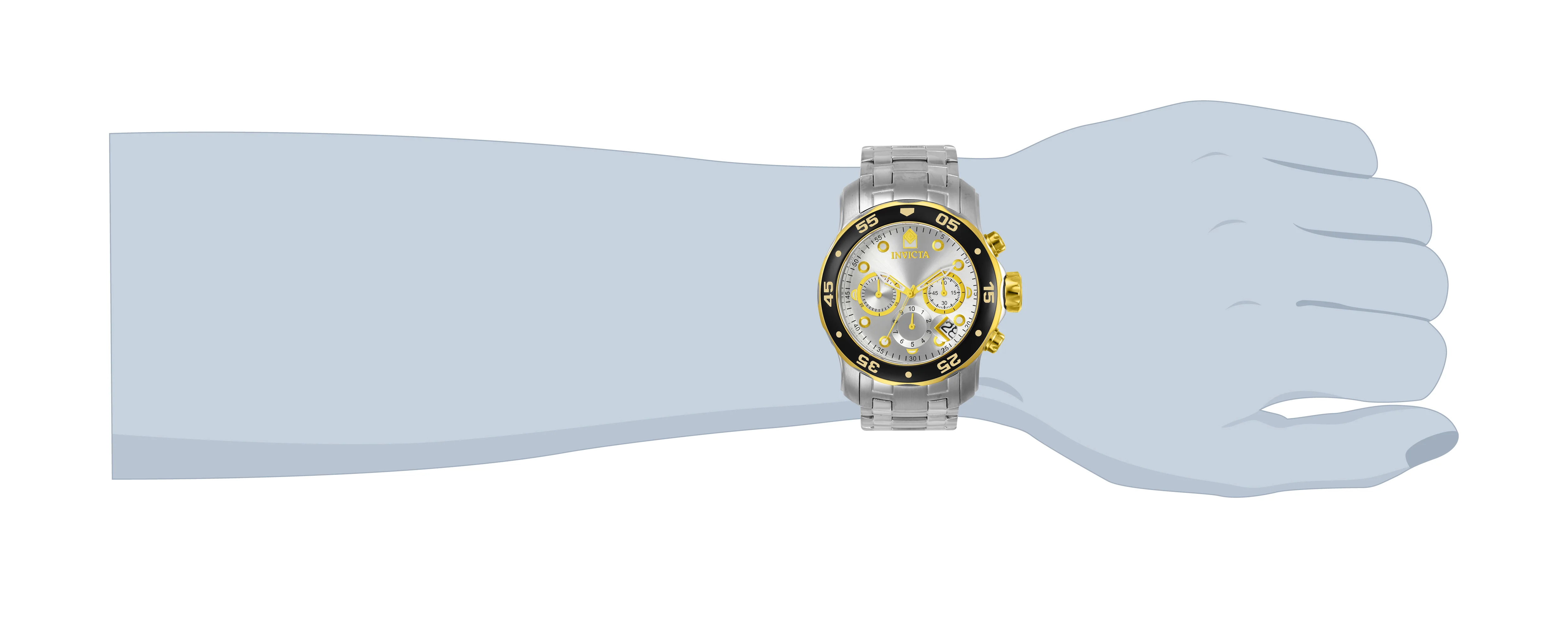 Invicta Men's 48mm Pro Diver Scuba Quartz Chrono Silvertone Black Bezel Bracelet Watch - Image 4