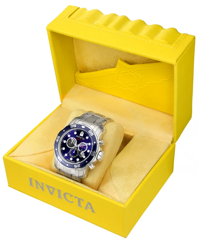 Invicta Men's 48mm Pro Diver Scuba Quartz Chronograph Blue Bezel & Dial Bracelet Watch - Image 8