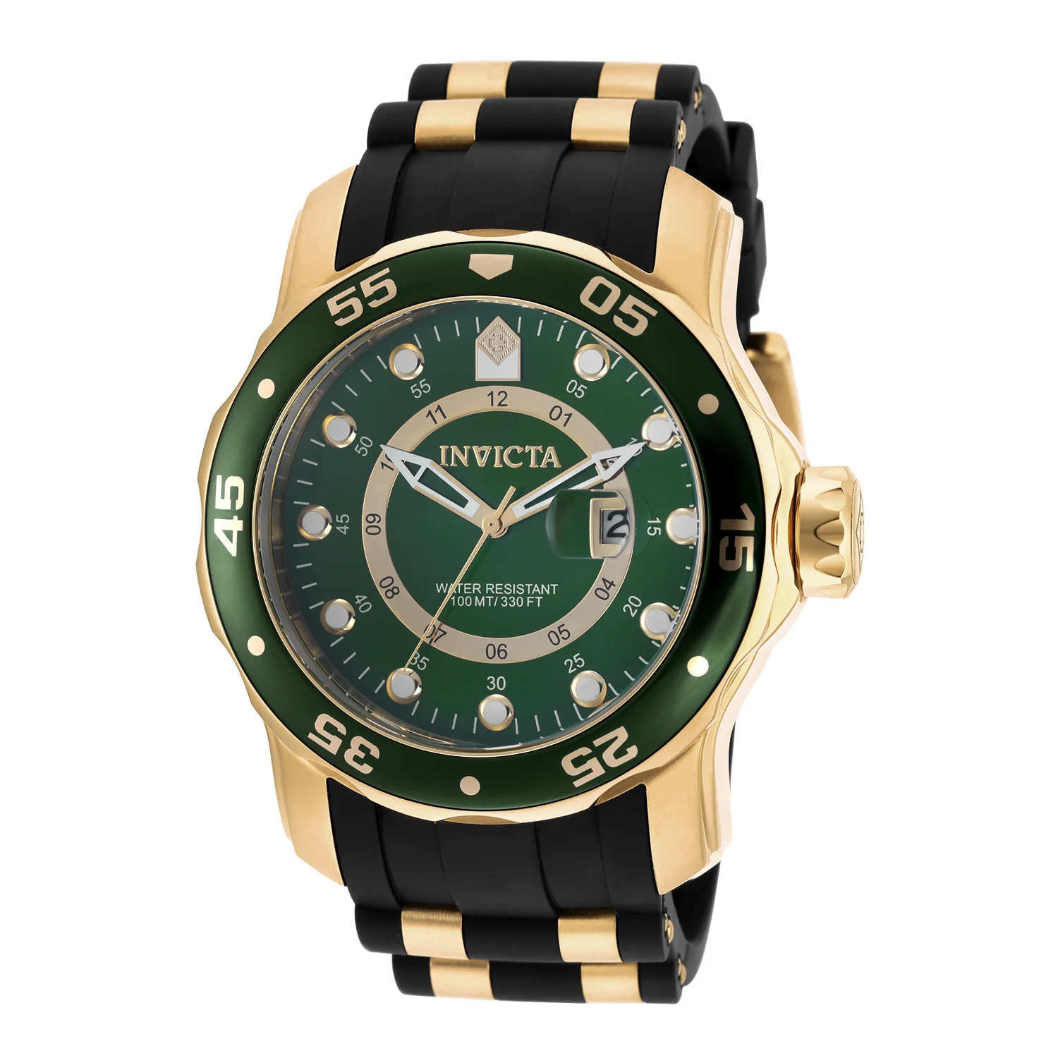 Invicta Men's 48mm Pro Diver Scuba Quartz Inner Hour Goldtone Silicone Strap Watch - Image 4