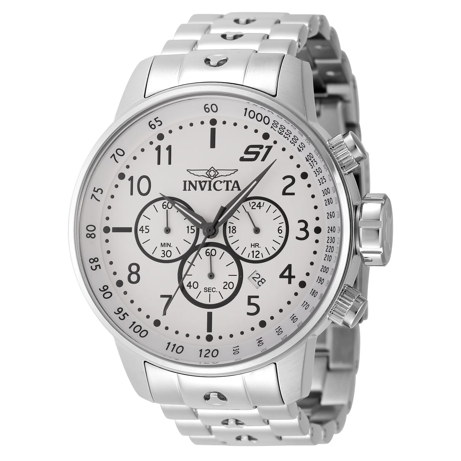 Invicta Men's 48mm S1 Rally Quartz Chronograph Silvertone Bracelet Watch - Image 3