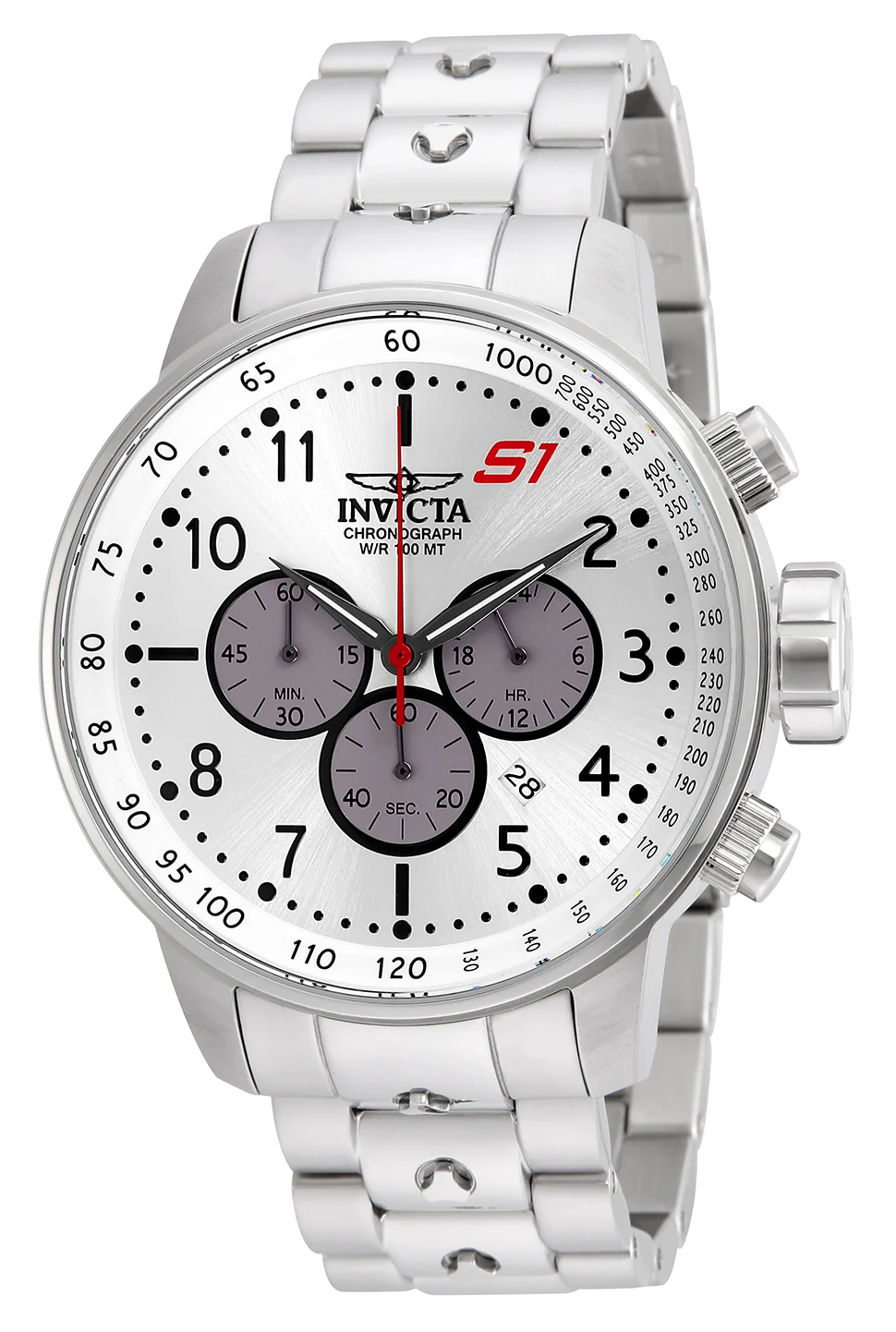 Invicta Men's 48mm S1 Rally Quartz Chronograph Silvertone Bracelet Watch - Image 7