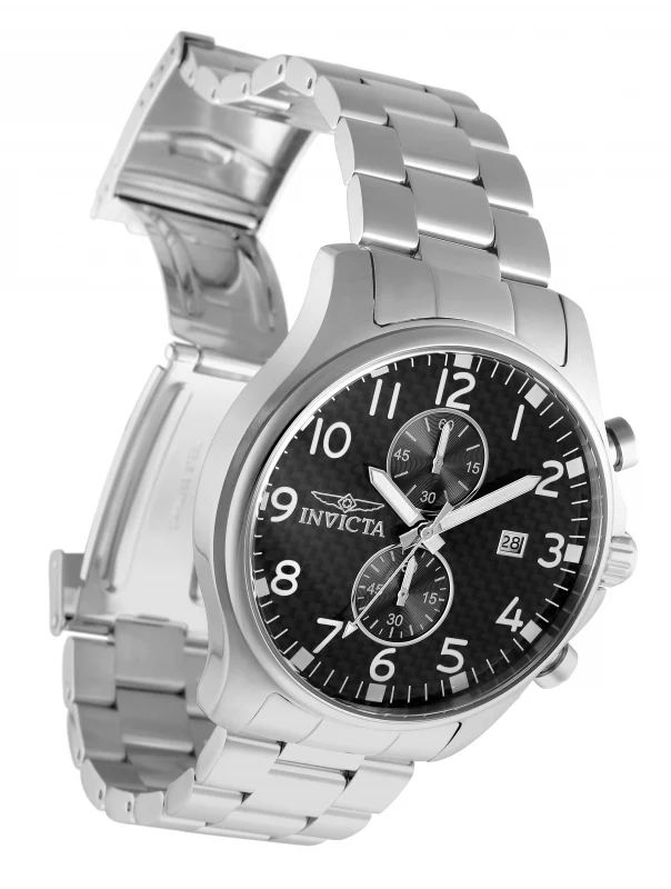 Invicta Men's 48mm Specialty Quartz Chronograph Black Carbon Fiber Dial Bracelet Watch - Image 2
