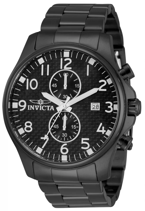 Invicta Men's 48mm Specialty Quartz Chronograph Black Carbon Fiber Dial Bracelet Watch - Image 6