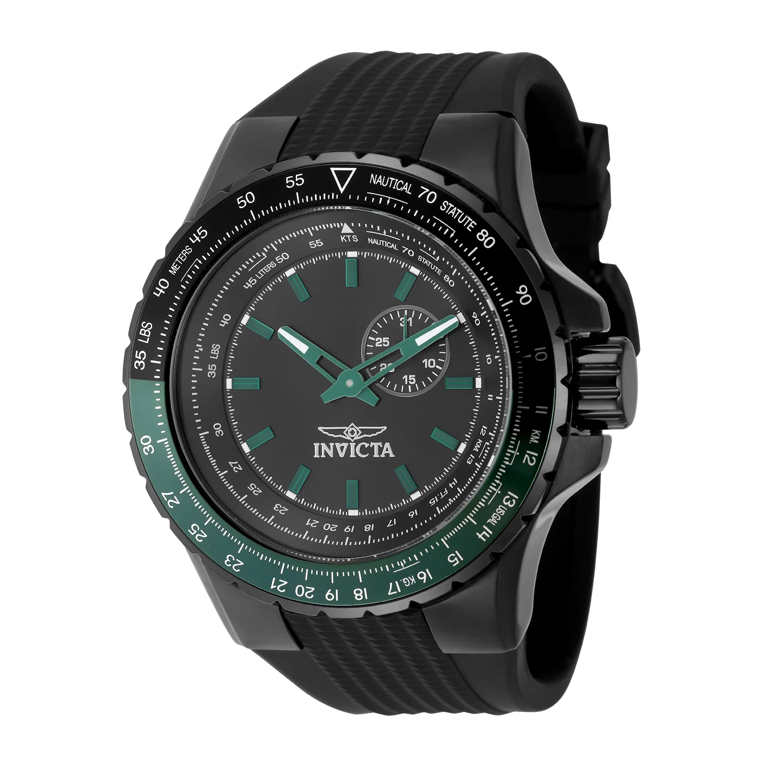 Invicta Men's 50mm Aviator Quartz Date Subdial Textured Silicone Strap Watch - Image 2