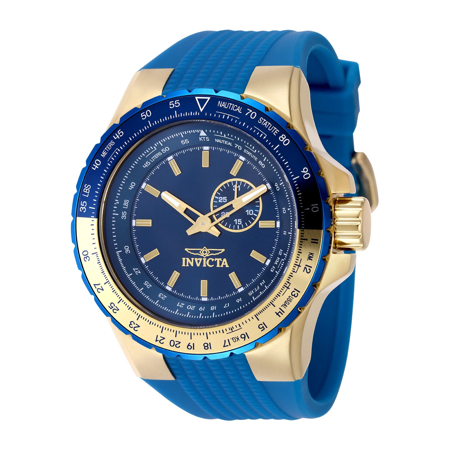 Invicta Men's 50mm Aviator Quartz Date Subdial Textured Silicone Strap Watch - Image 3