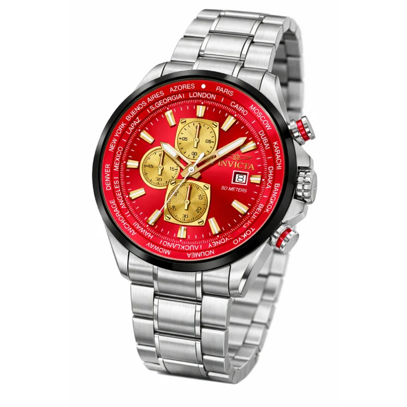 Invicta Men's 50mm Aviator Quartz Chronograph International Timezones Bracelet Watch - Image 2