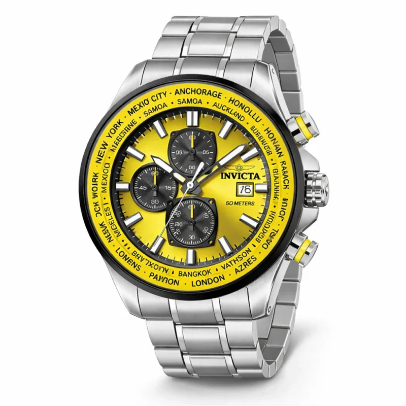 Invicta Men's 50mm Aviator Quartz Chronograph International Timezones Bracelet Watch - Image 3