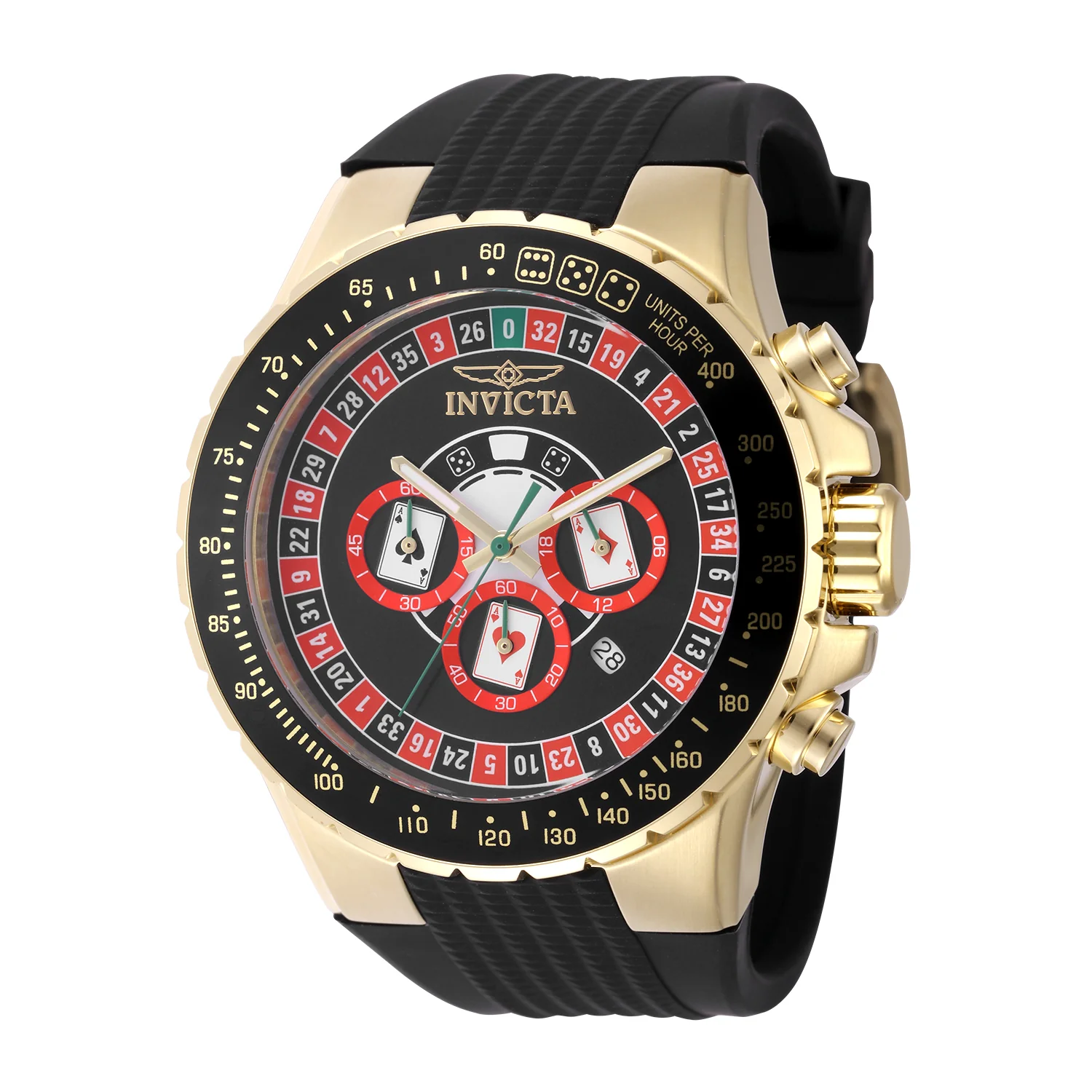 Invicta Men's 50mm Aviator Quartz Chronograph Roulette Dial Silicone Strap Watch - Image 3