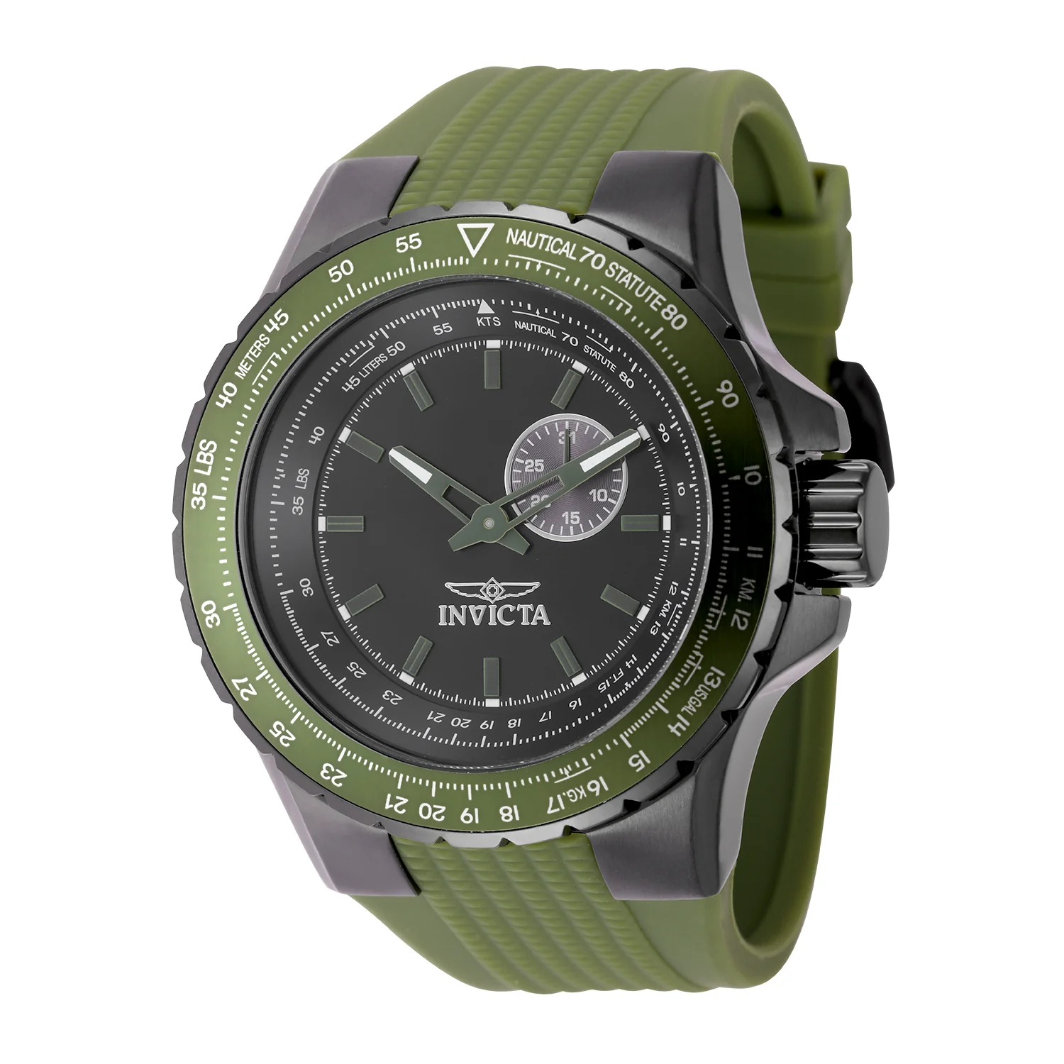 Invicta Men's 50mm Aviator Quartz Gunmetal Case Textured Silicone Strap Watch - Image 2