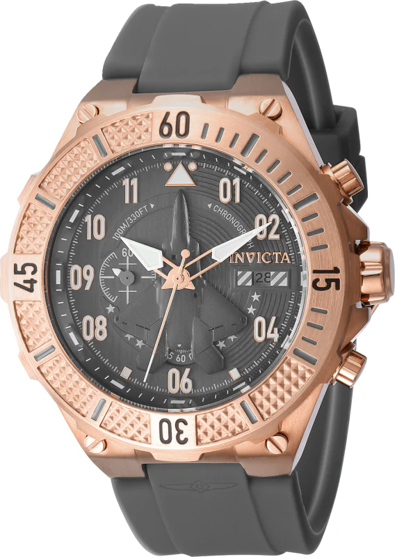 Invicta Men's 50mm Aviator Quartz Multifunction Black Silicone Strap Watch - Image 3