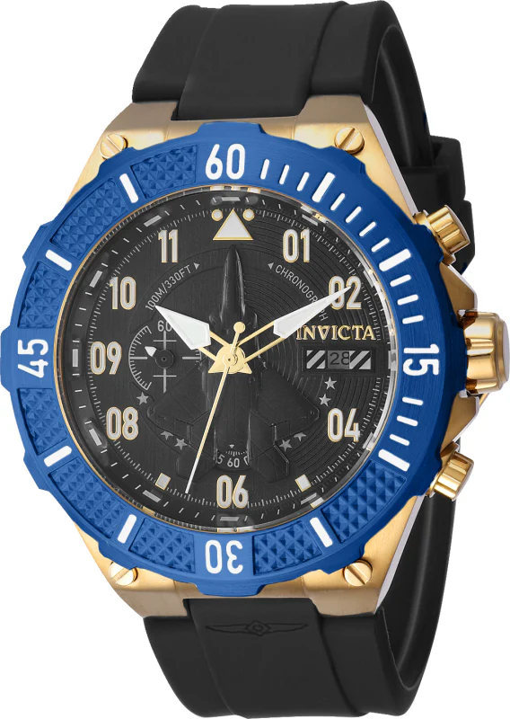 Invicta Men's 50mm Aviator Quartz Multifunction Black Silicone Strap Watch - Image 4