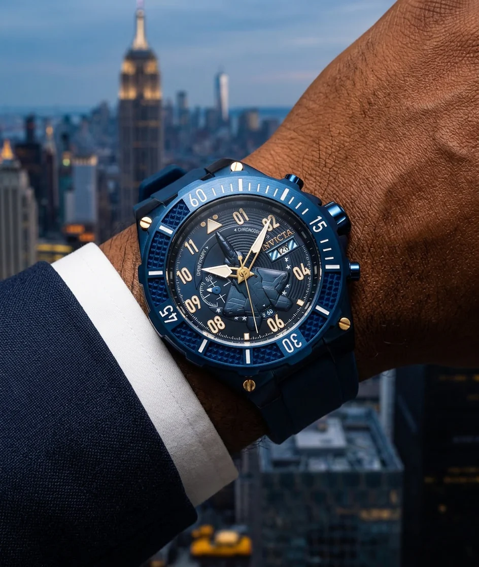 Invicta Men's 50mm Aviator Quartz Multifunction Blue Silicone Strap Watch - Image 4