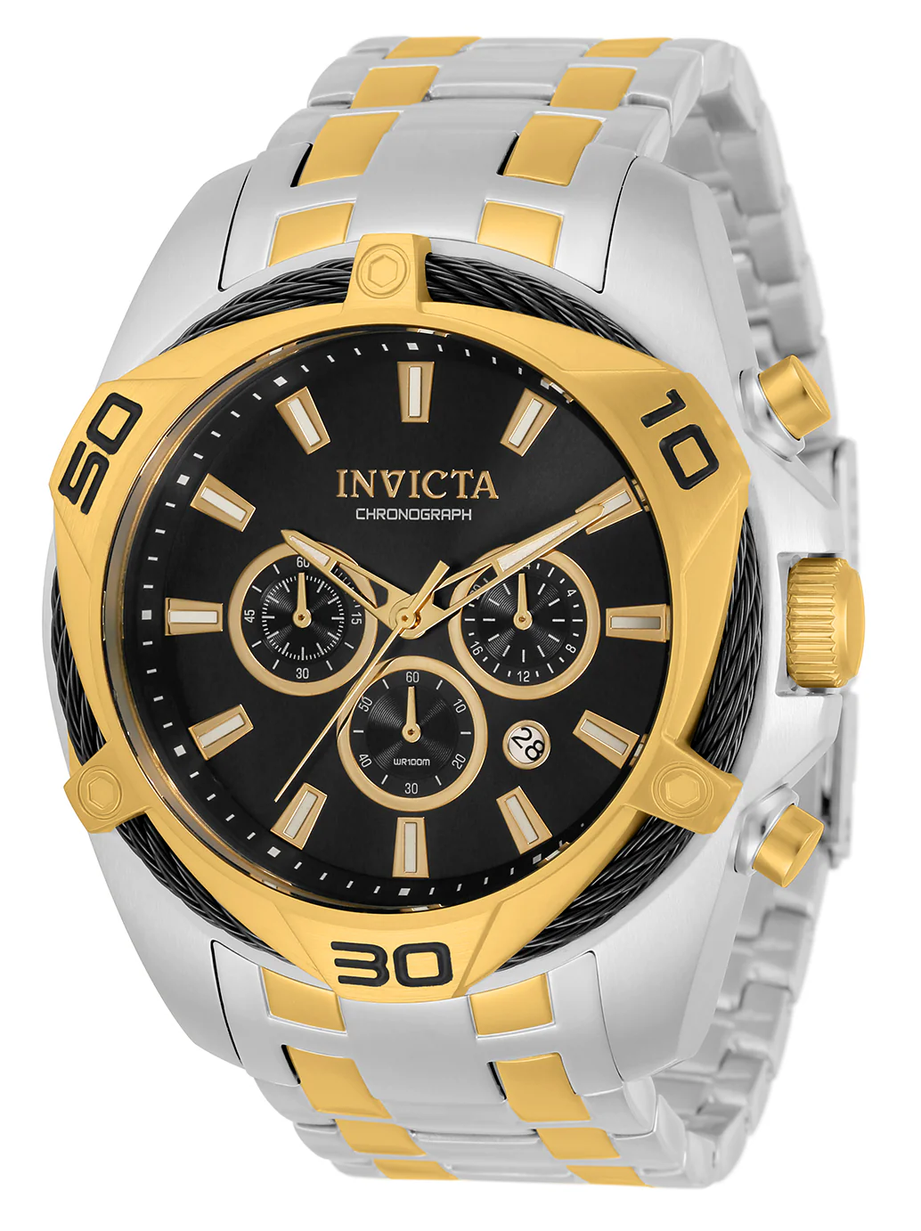 Invicta Men's 50mm Bolt Quartz Chronograph Cable Bezel Sunray Dial Bracelet Watch - Image 5