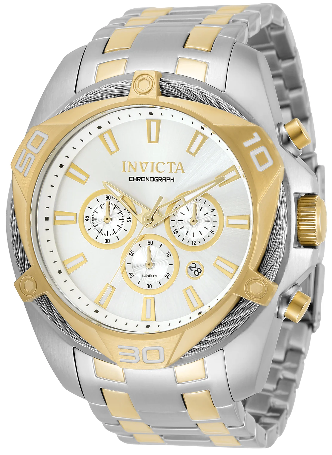 Invicta Men's 50mm Bolt Quartz Chronograph Cable Bezel Sunray Dial Bracelet Watch - Image 6