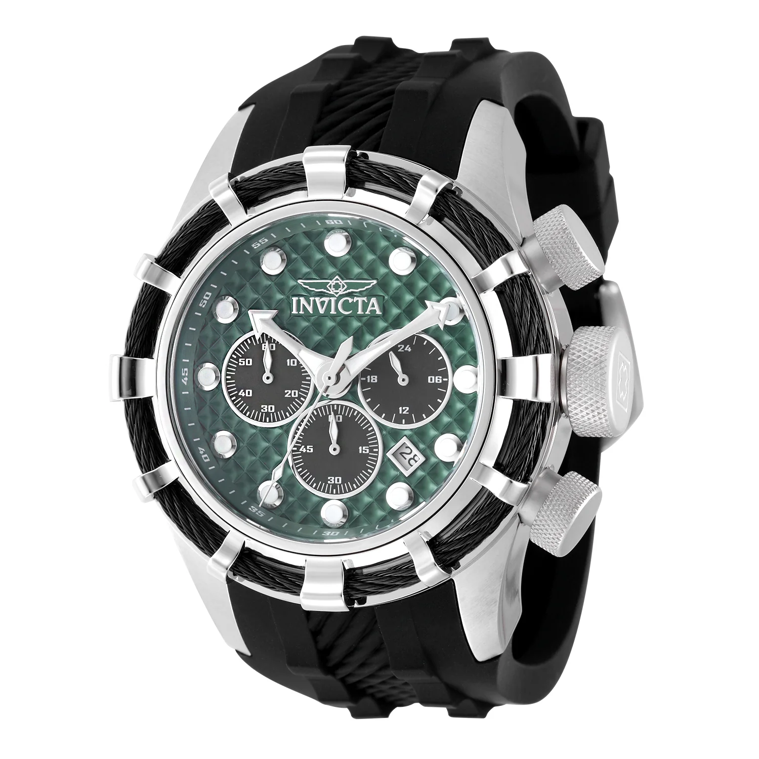 Invicta Men's 50mm Bolt Quartz Chronograph Textured Dial Silicone Strap Watch - Image 3