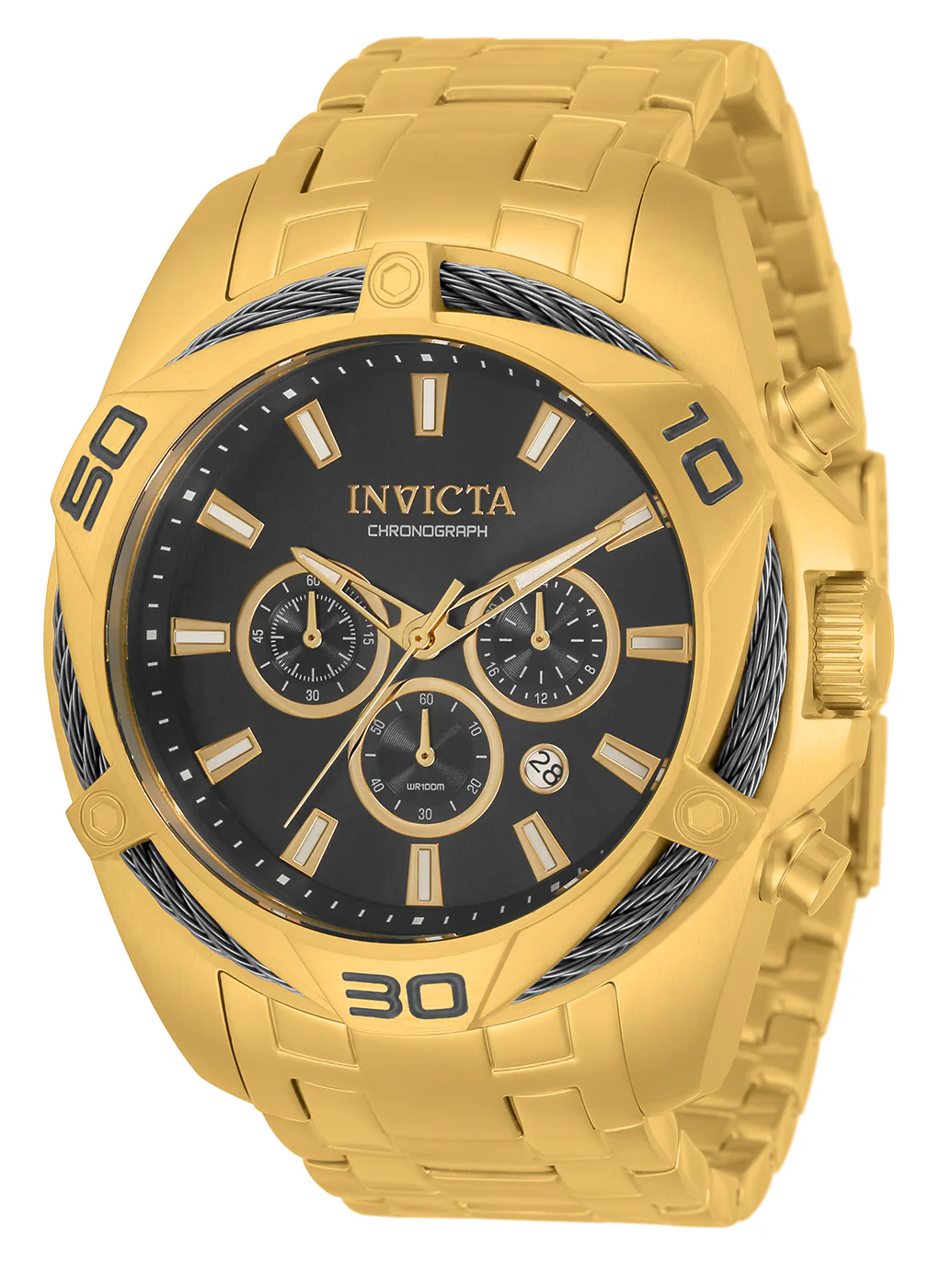 Invicta Men's 50mm Bolt Quartz Chronograph Triangular Bezel Bracelet Watch - Image 3