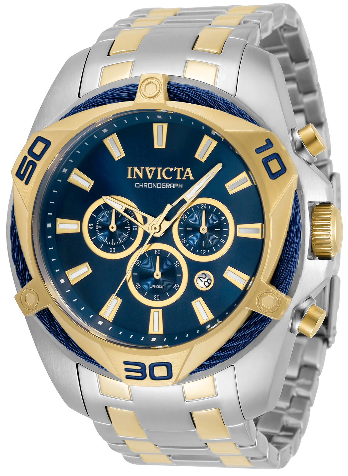 Invicta Men's 50mm Bolt Quartz Chronograph Triangular Bezel Bracelet Watch - Image 4