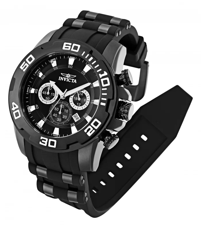Invicta Men's 50mm Pro Diver Scuba Quartz Chronograph Blackout Dial & Case Silicone Strap Watch - Image 2