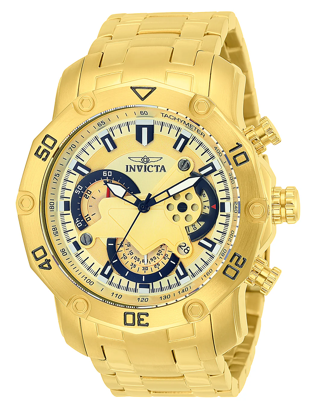 Invicta Men's 50mm Pro Diver Scuba Quartz Chronograph Goldtone Bracelet Watch - Image 4