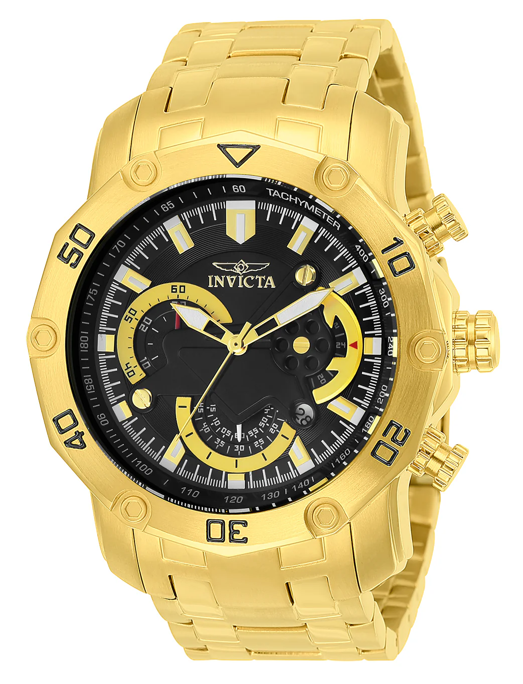 Invicta Men's 50mm Pro Diver Scuba Quartz Chronograph Goldtone Bracelet Watch - Image 5