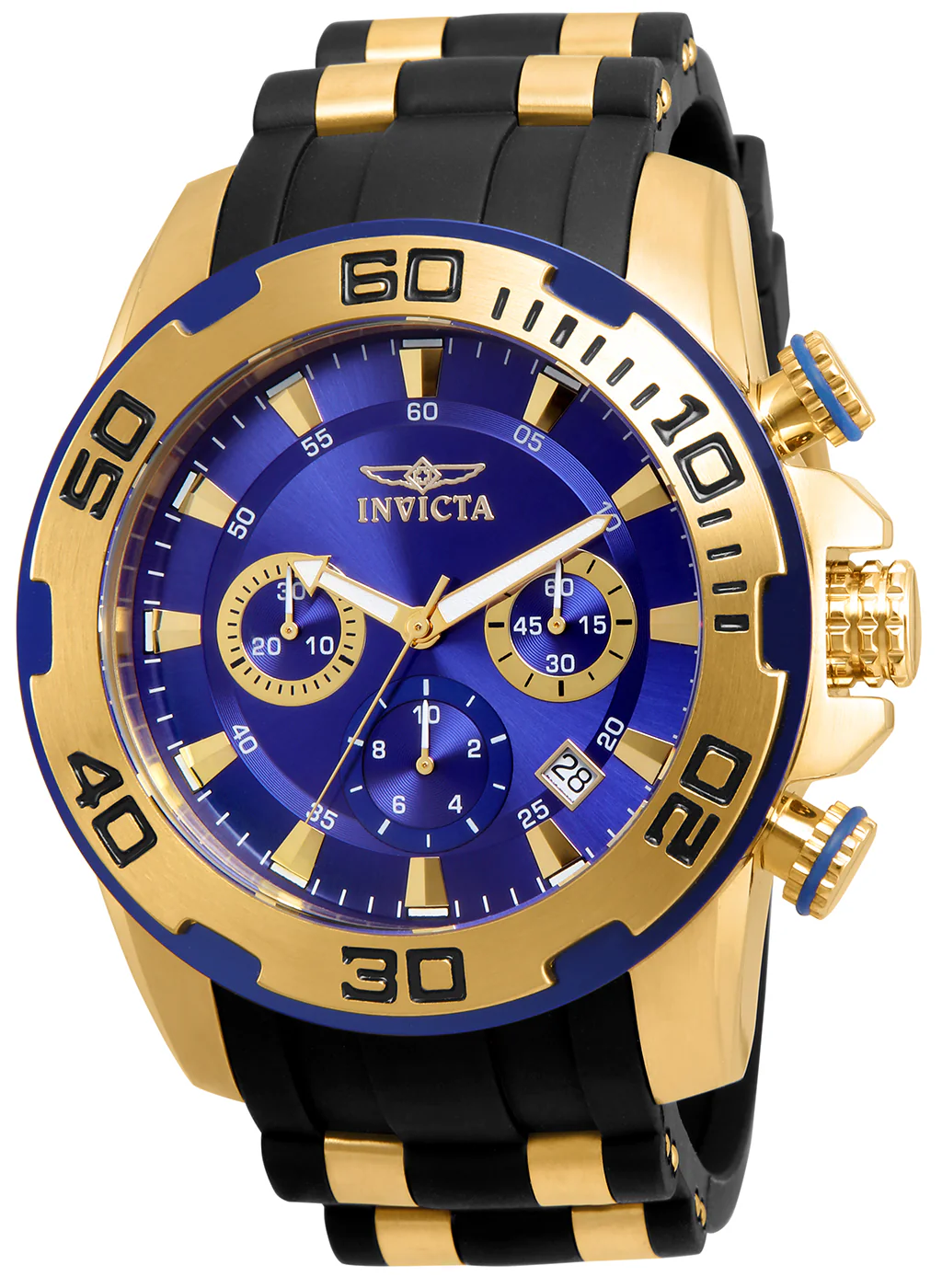 Invicta Men's 50mm Pro Diver Scuba Quartz Chronograph Goldtone Case Silicone Strap Watch - Image 2