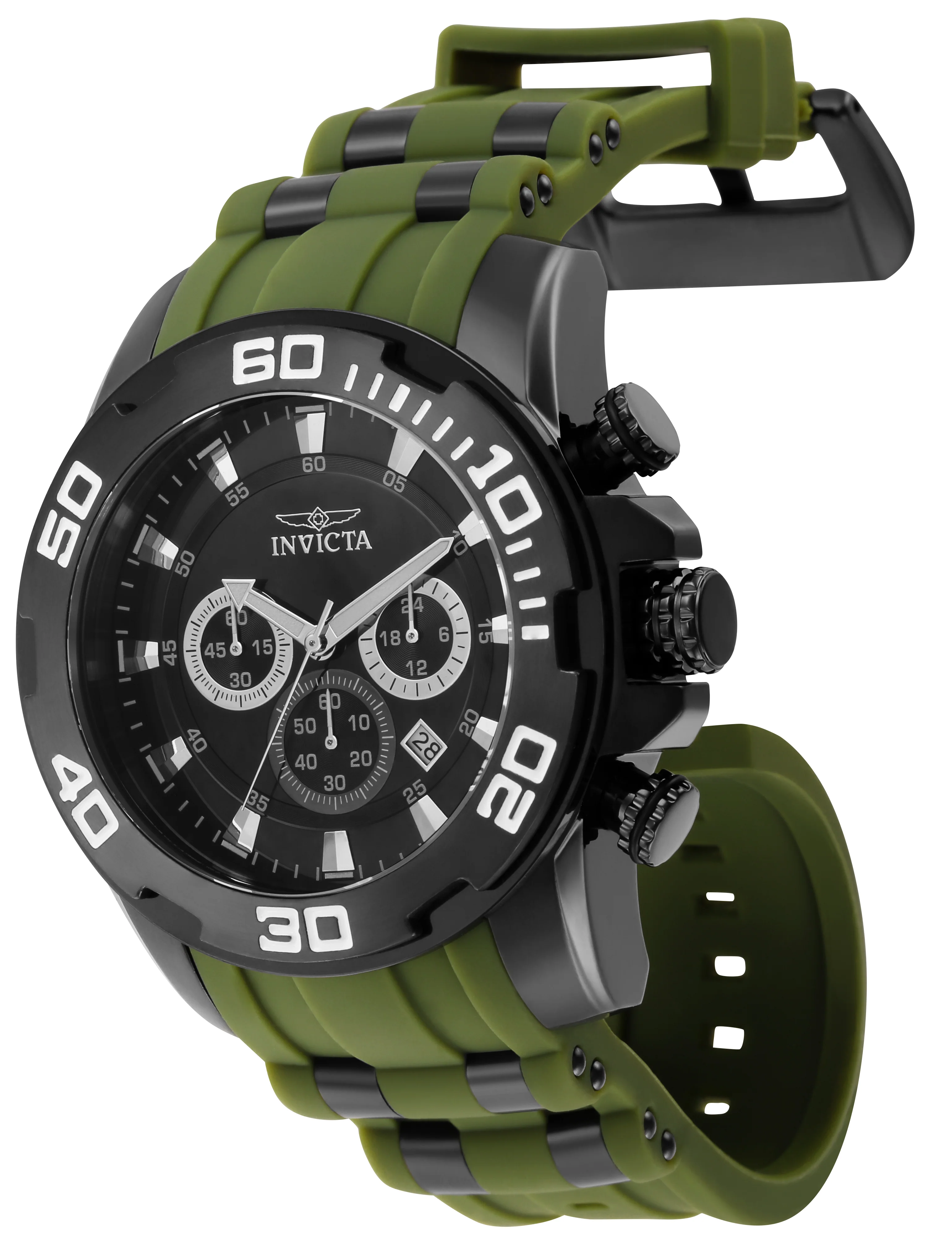 Invicta Men's 50mm Pro Diver Scuba Quartz Chronograph Green & Gunmetal Strap Watch - Image 2