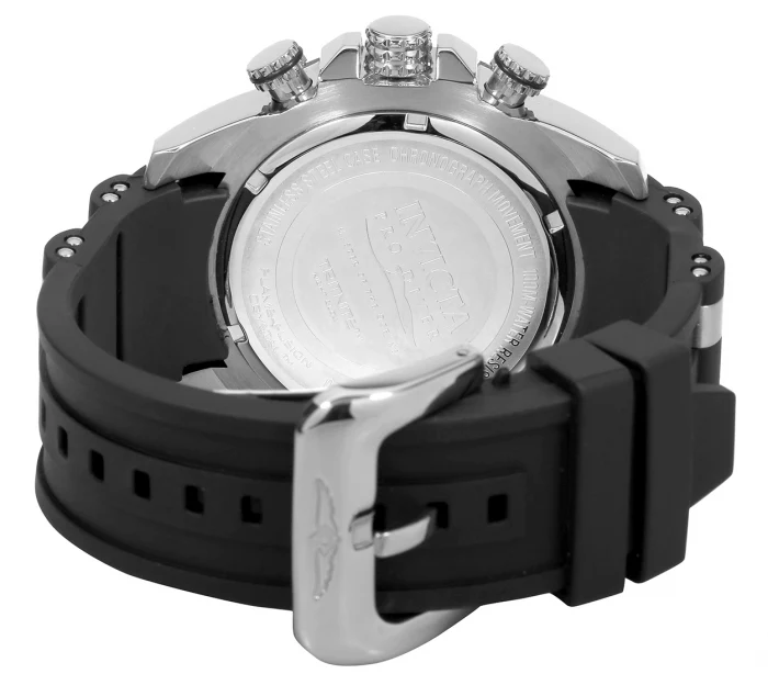Invicta Men's 50mm Pro Diver Scuba Quartz Chronograph Silvertone Case Silicone Strap Watch - Image 3