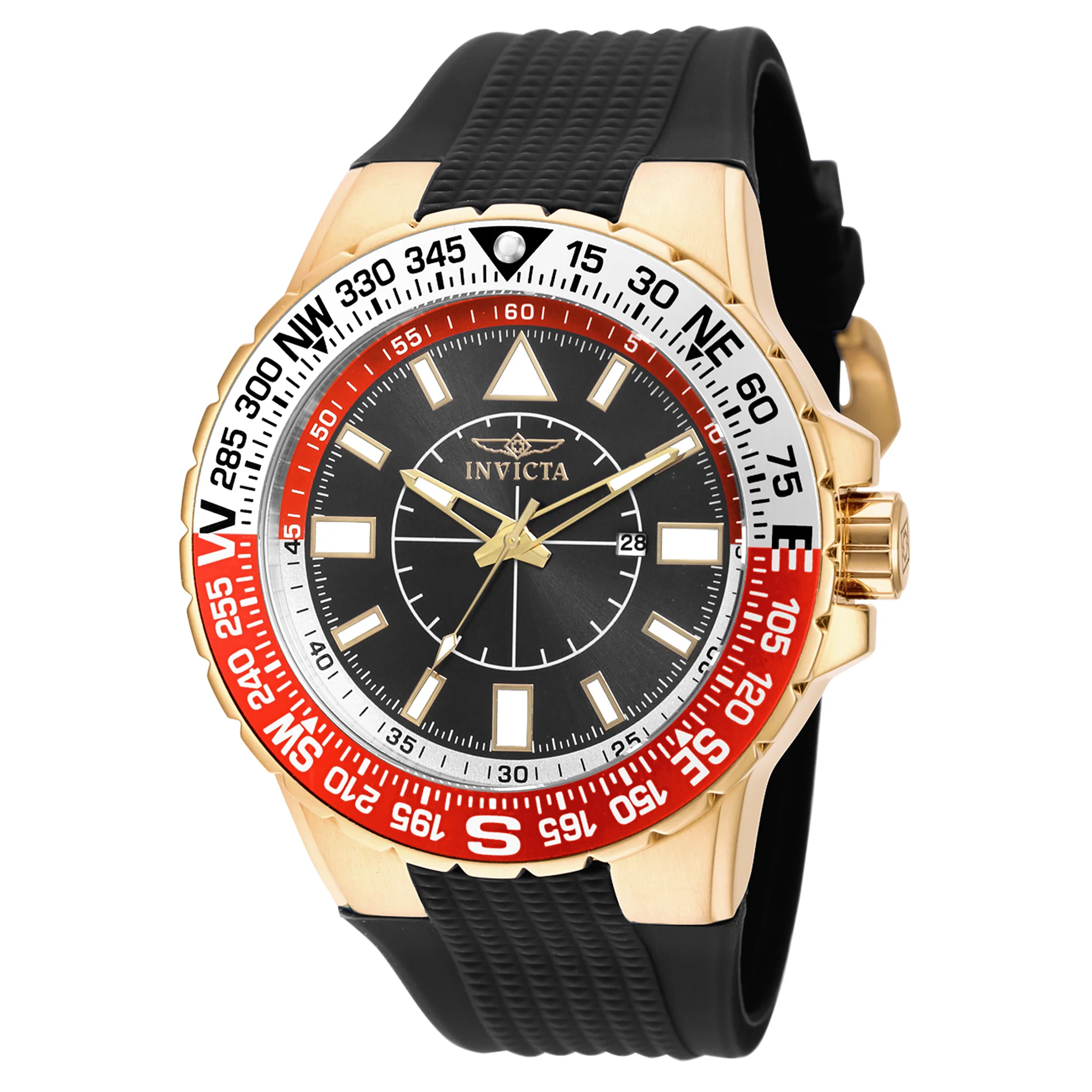 Invicta Men's 52mm Aviator Quartz Textured Black Silicone Strap Watch - Image 2