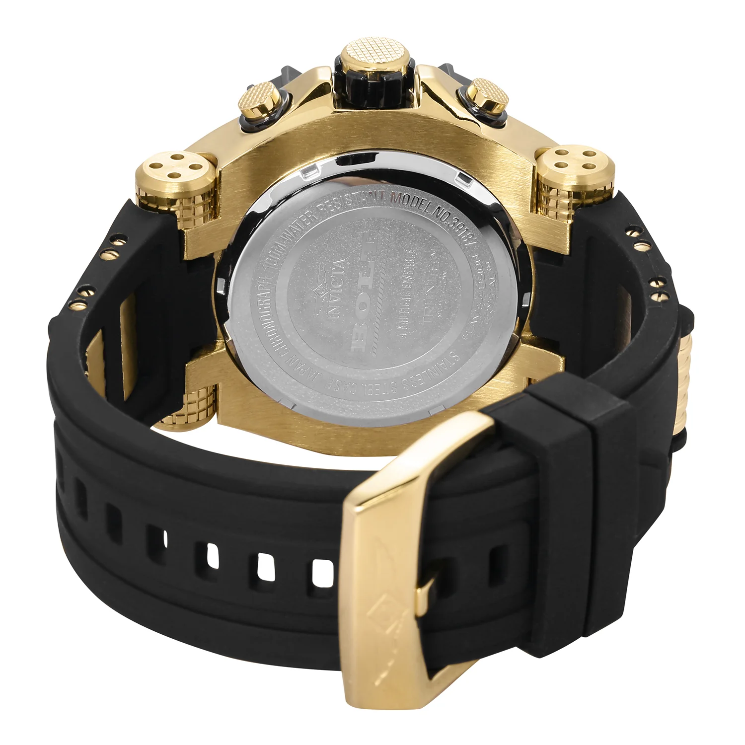 Invicta Men's 52mm Bolt Quartz Chronograph Blue Cable Goldtone Strap Watch - Image 3