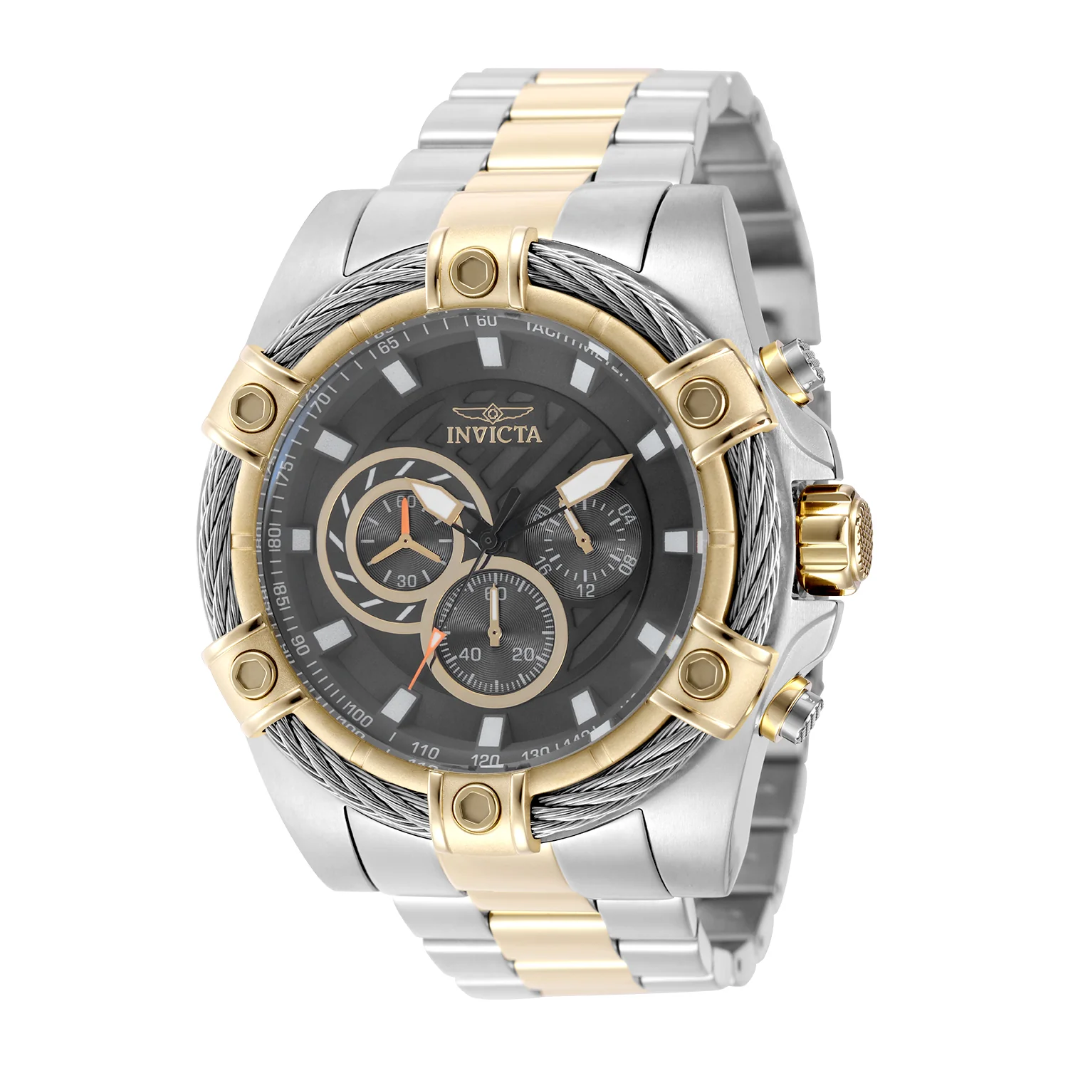 Invicta Men's 52mm Bolt Quartz Chronograph Twisted Cable Bezel Two-Tone Bracelet Watch - Image 3