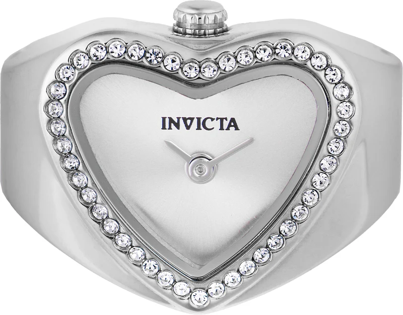 Invicta Women's 18mm Angel Quartz Crystal Halo Heart-Shaped Mini Ring Watch - Image 2