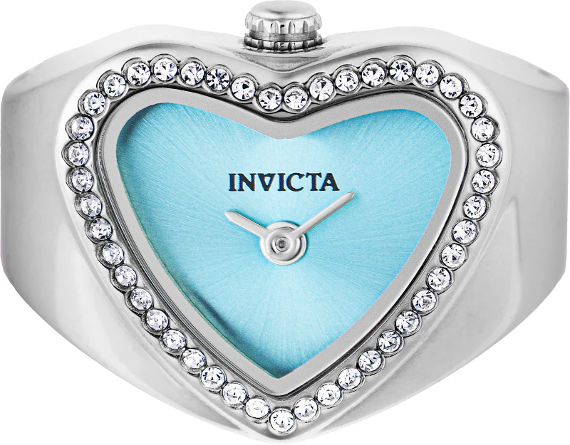 Invicta Women's 18mm Angel Quartz Crystal Halo Heart-Shaped Mini Ring Watch - Image 3