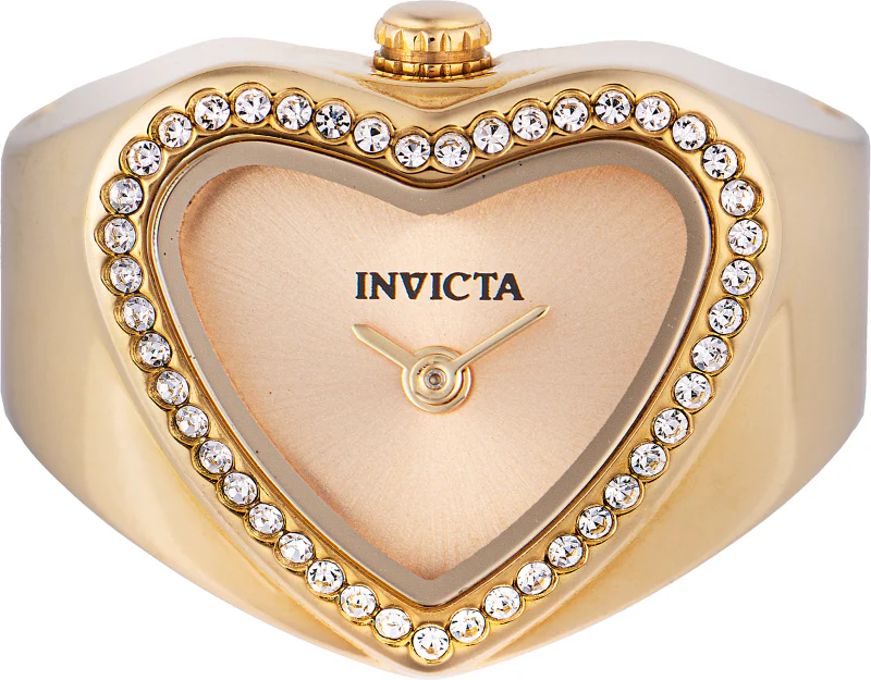 Invicta Women's 18mm Angel Quartz Crystal Halo Heart-Shaped Mini Ring Watch - Image 4